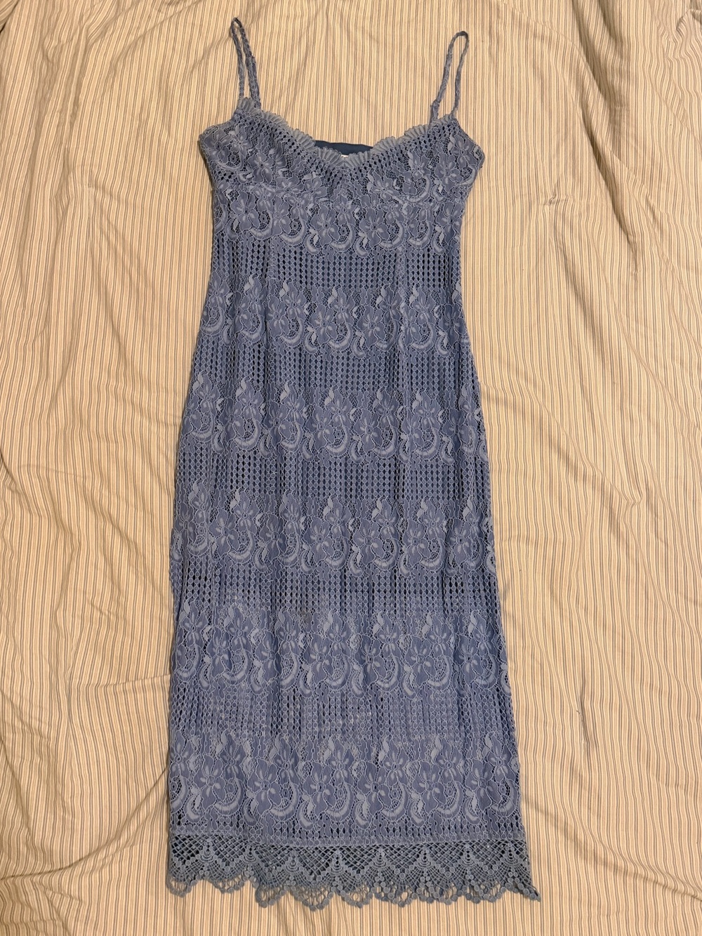 NSR Lace Crochet Midi Dress - Baby Blue